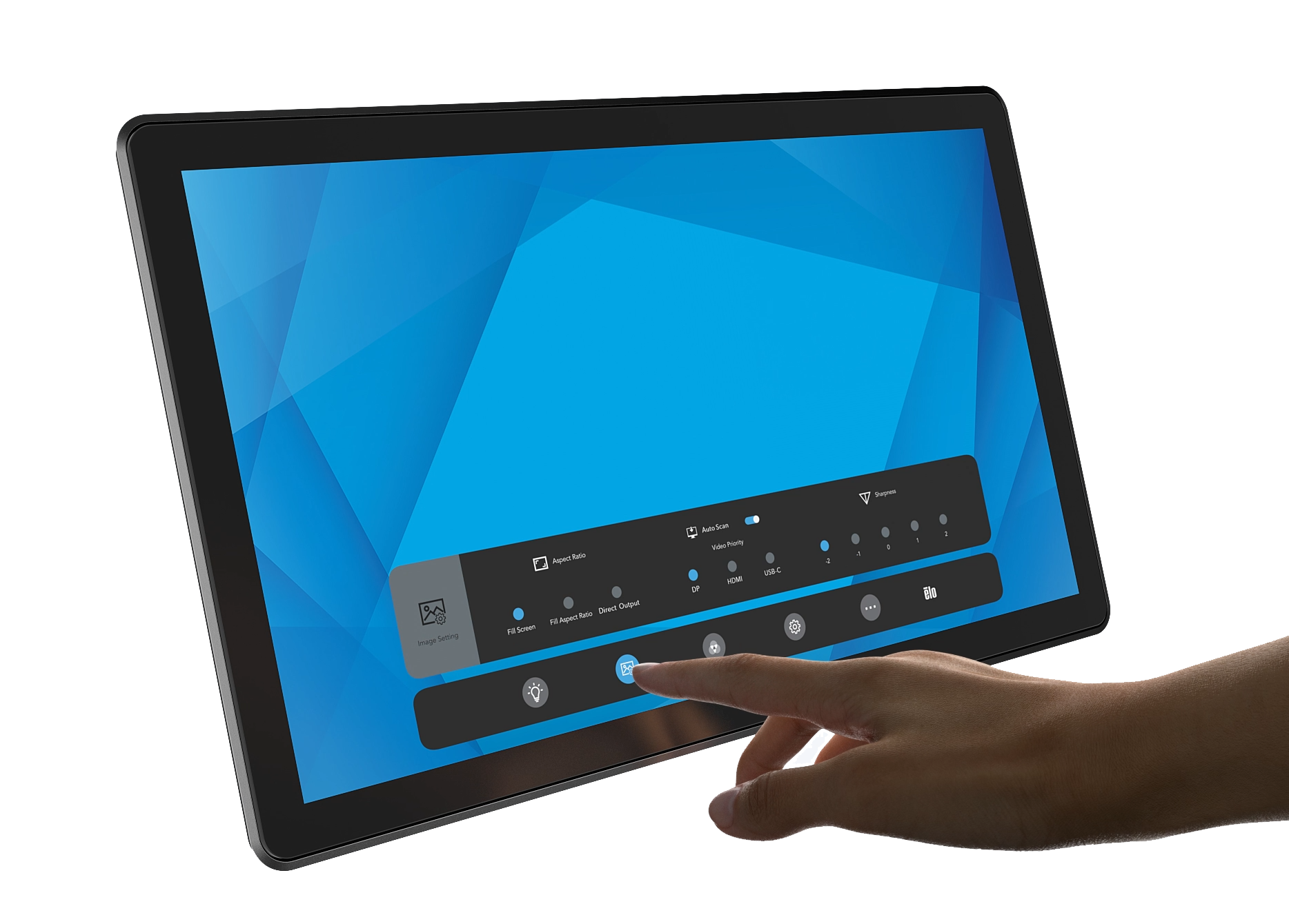 Hand using built in menu interface.